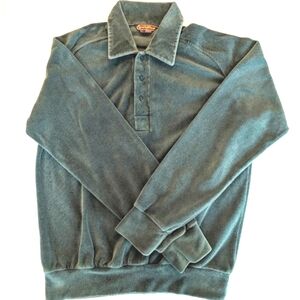 Vintage Velour Cotton Blend Sears SportsWear Half Button Pull On Shirt. Large
